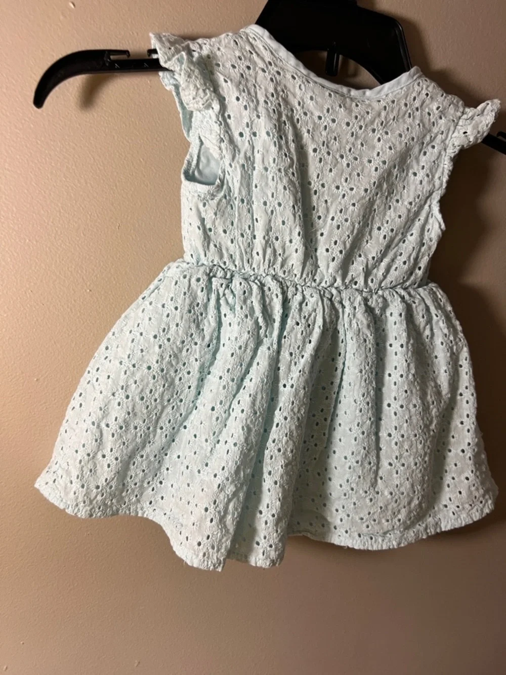 Little Lass Light Mint Eyelet Button-Front Dress with Pockets